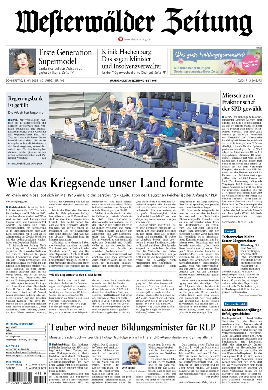 Westerwälder Zeitung vom Donnerstag, 08.05.2025