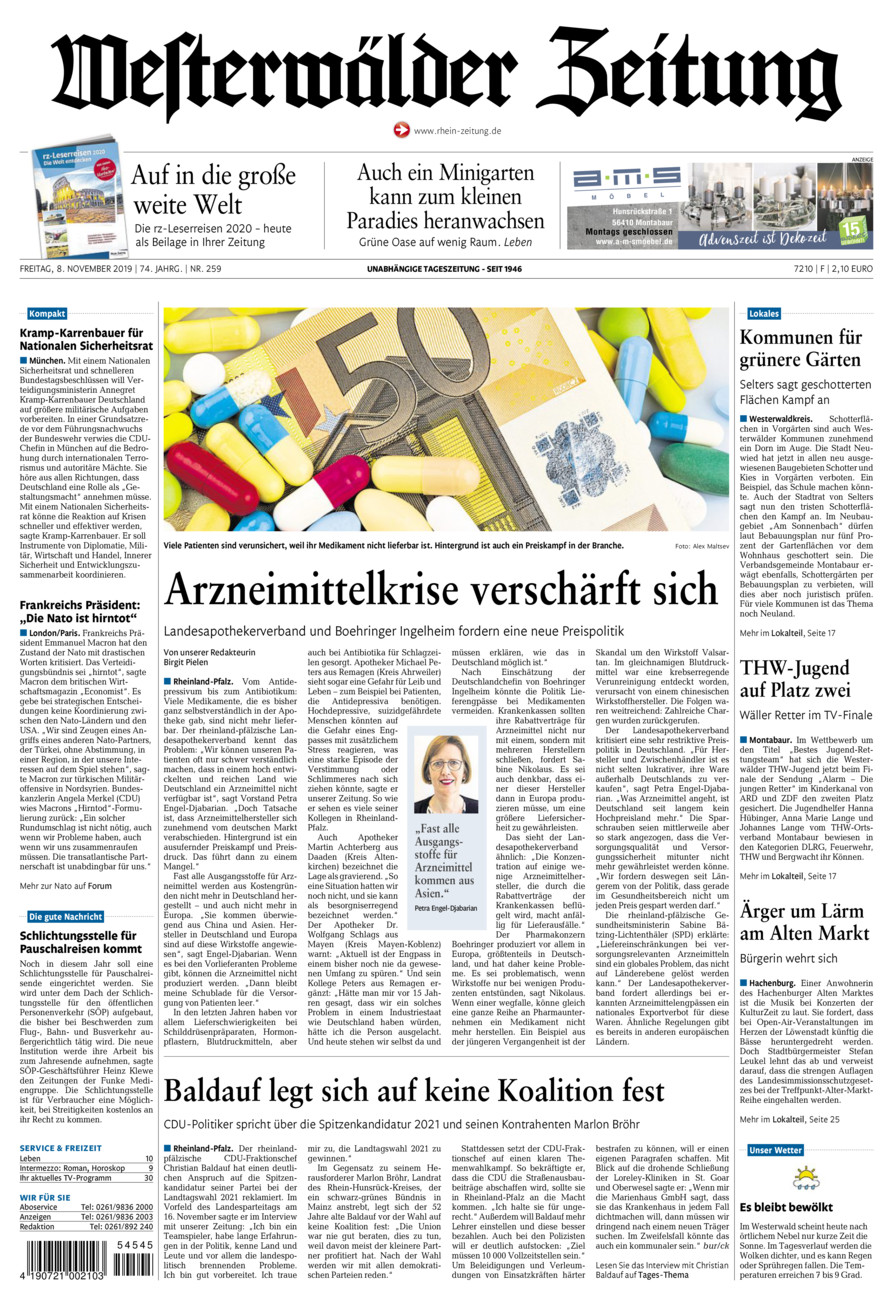 Westerwälder Zeitung vom Freitag, 08.11.2019
