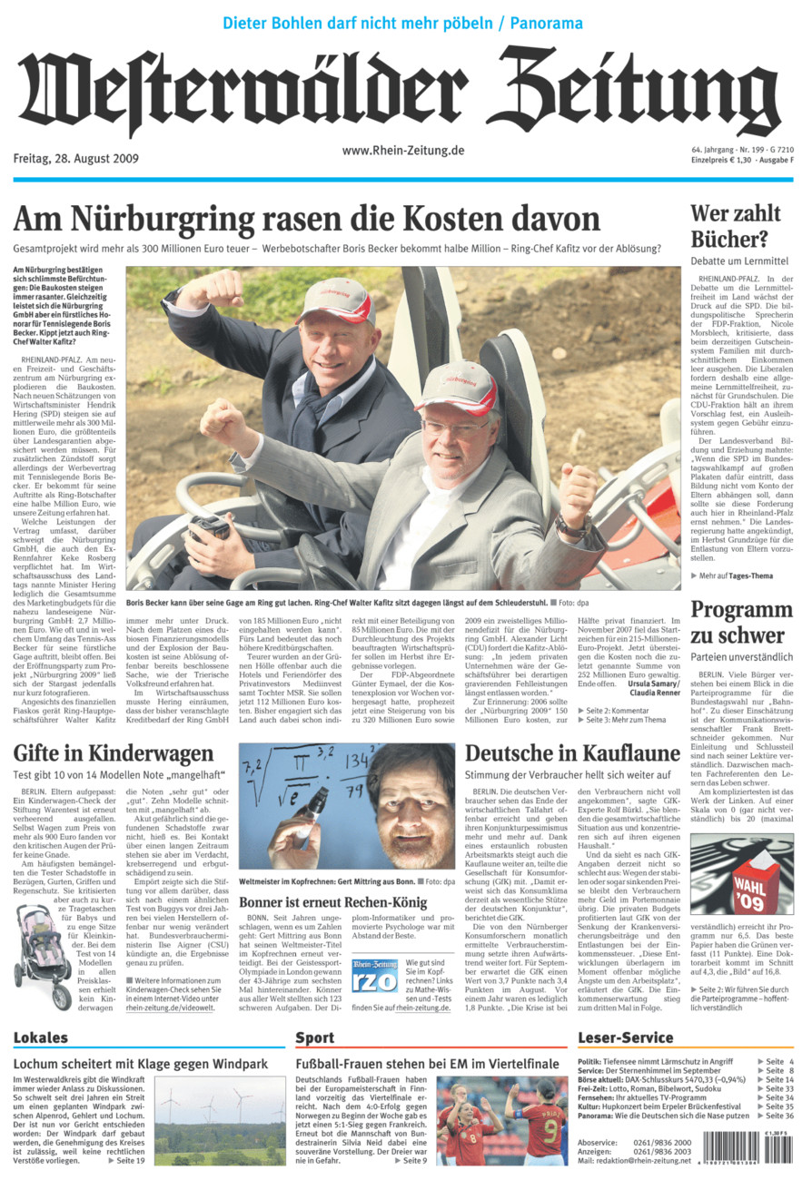 Westerwälder Zeitung vom Freitag, 28.08.2009