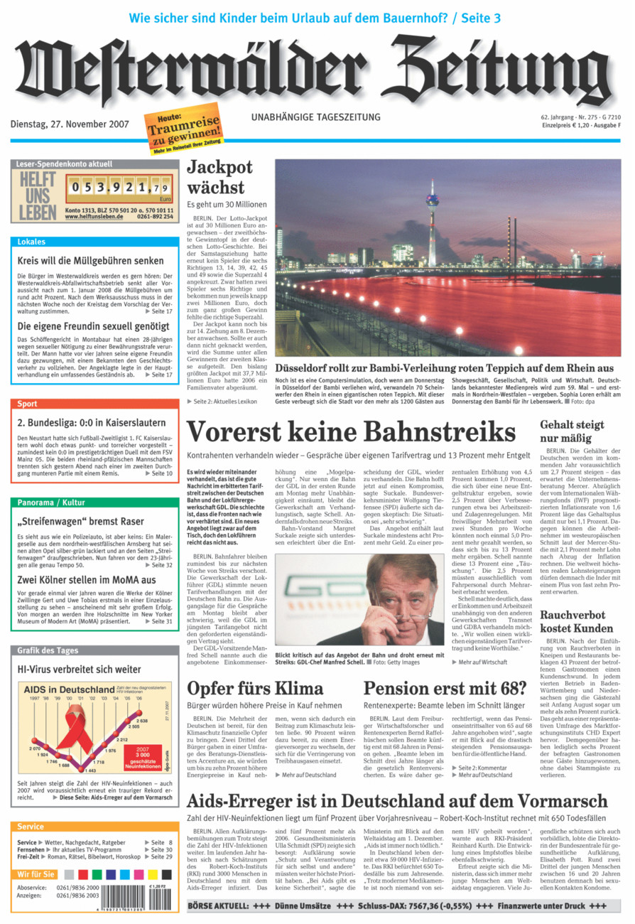 Westerwälder Zeitung vom Dienstag, 27.11.2007