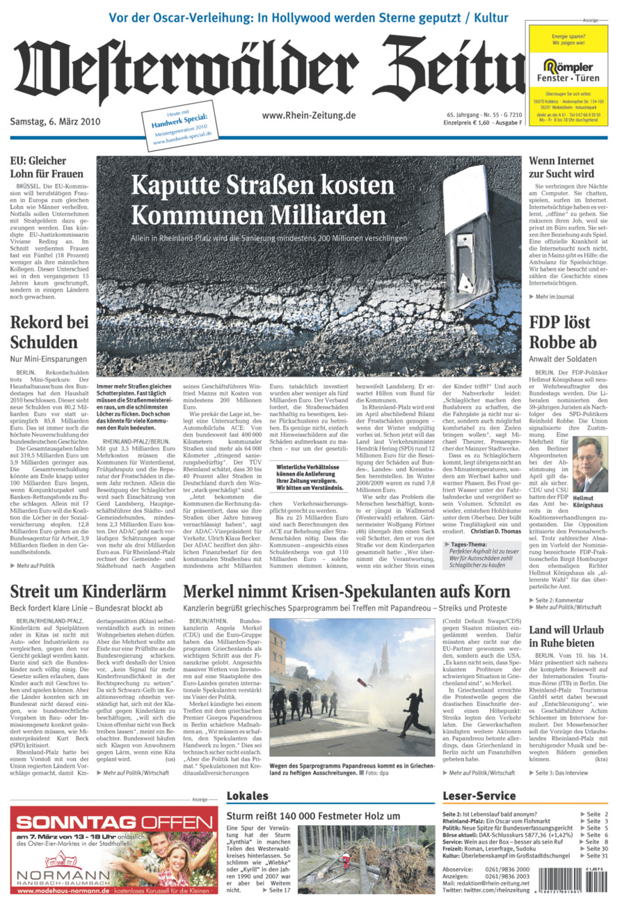 Westerwälder Zeitung vom Samstag, 06.03.2010