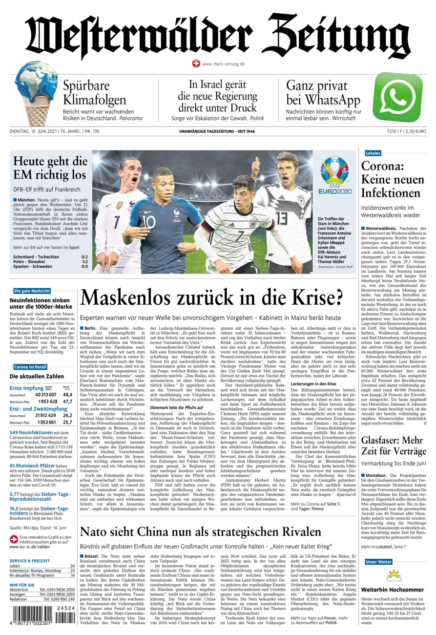 Westerwälder Zeitung vom Dienstag, 15.06.2021