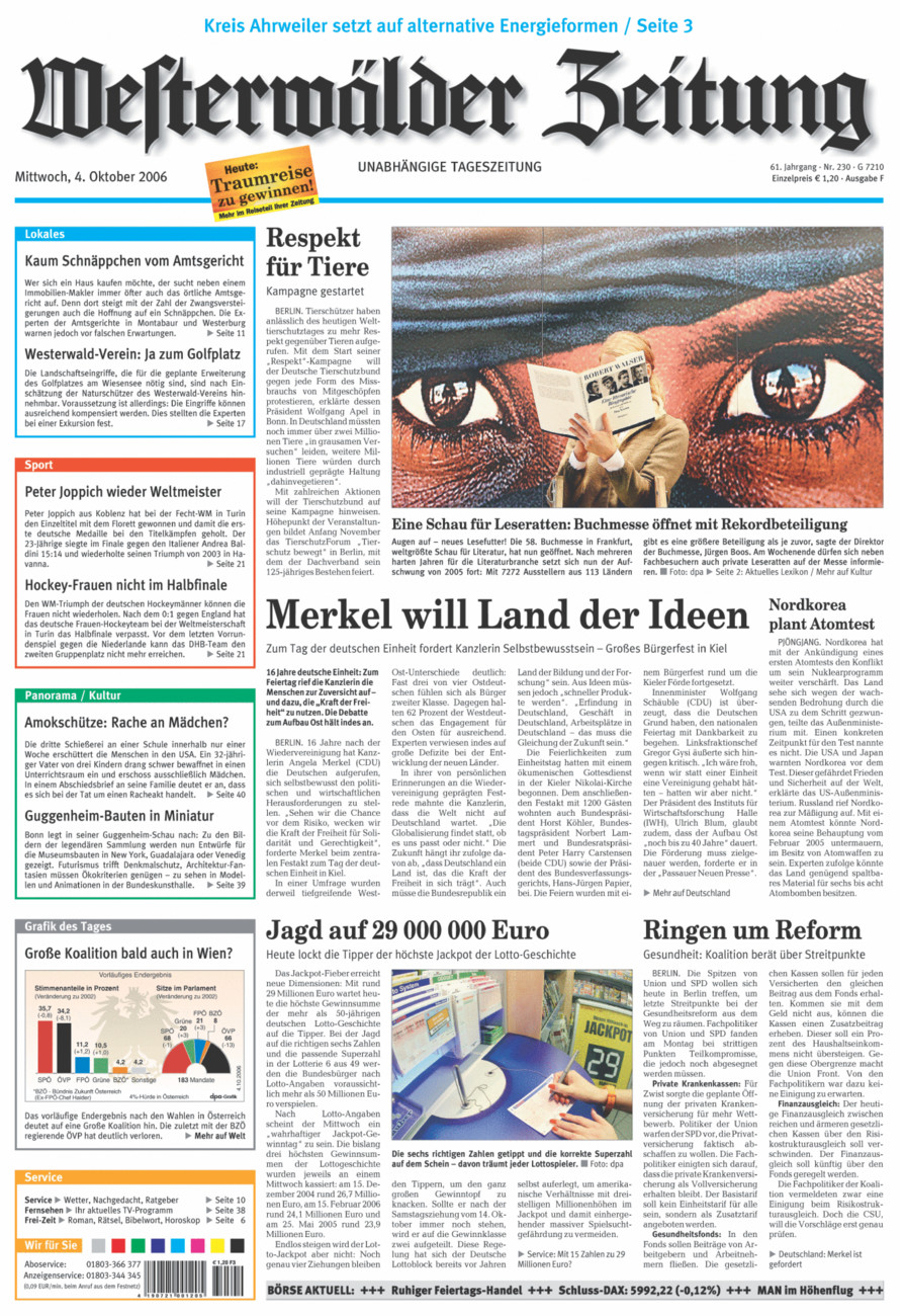 Westerwälder Zeitung vom Mittwoch, 04.10.2006