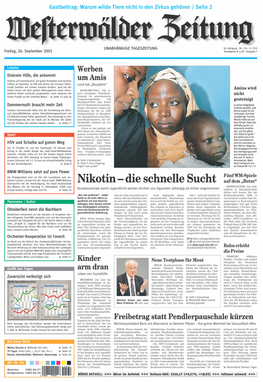 Westerwälder Zeitung vom Freitag, 26.09.2003