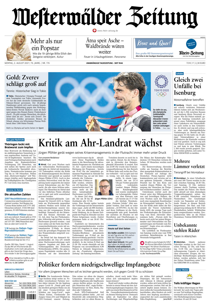 Westerwälder Zeitung vom Montag, 02.08.2021