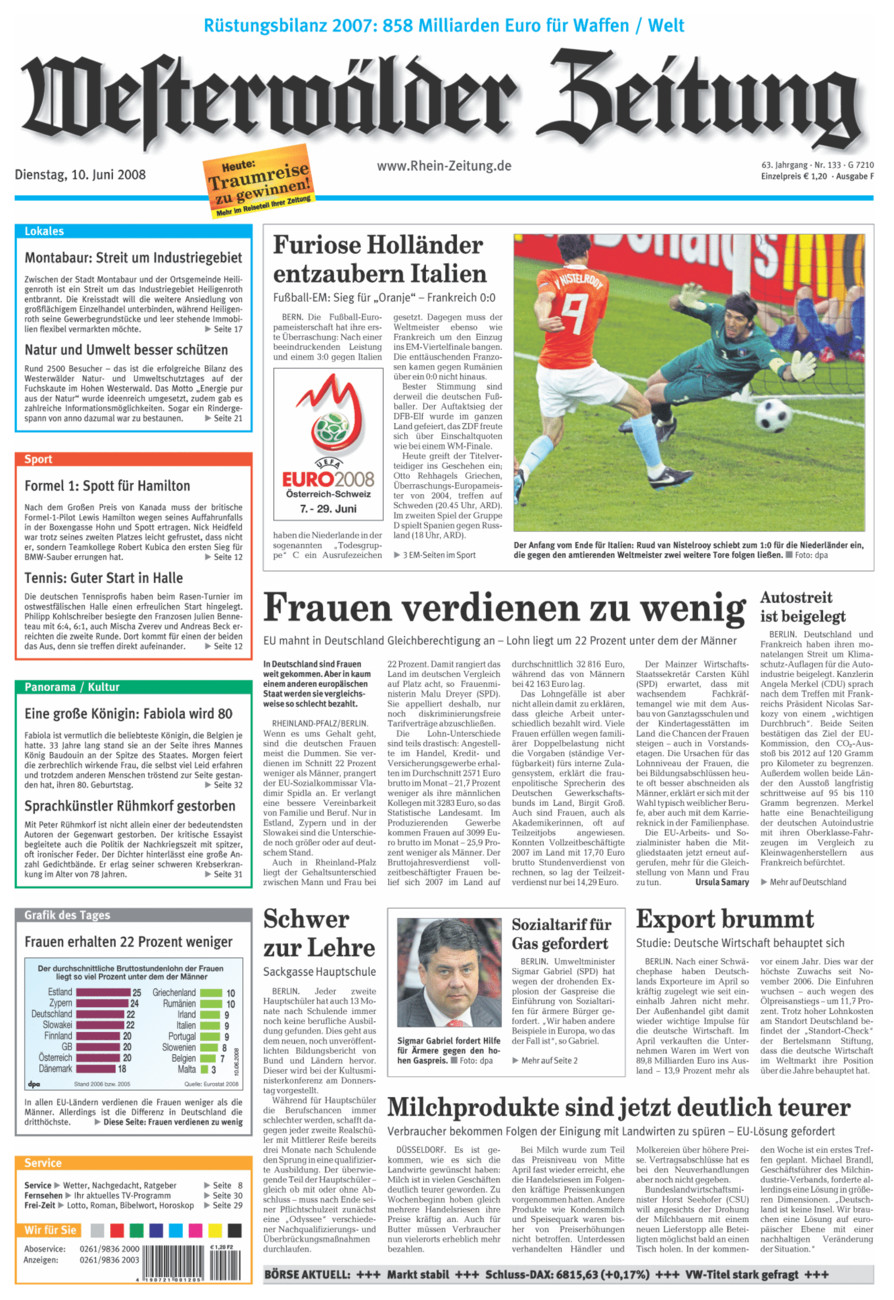 Westerwälder Zeitung vom Dienstag, 10.06.2008