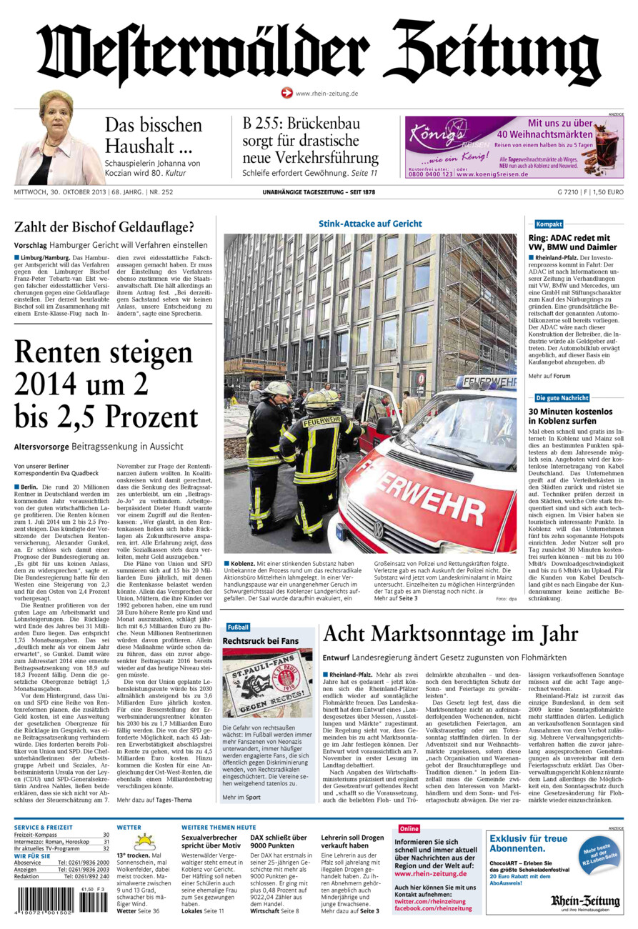 Westerwälder Zeitung vom Mittwoch, 30.10.2013