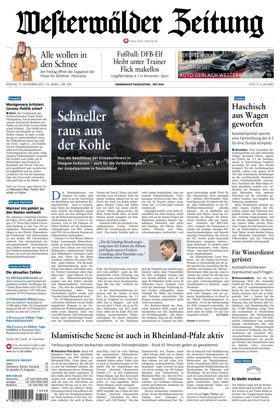 Westerwälder Zeitung vom Montag, 15.11.2021
