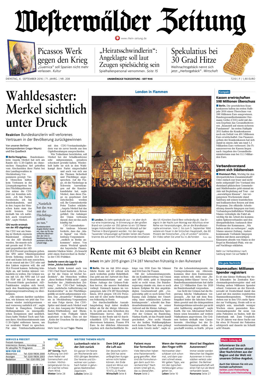 Westerwälder Zeitung vom Dienstag, 06.09.2016
