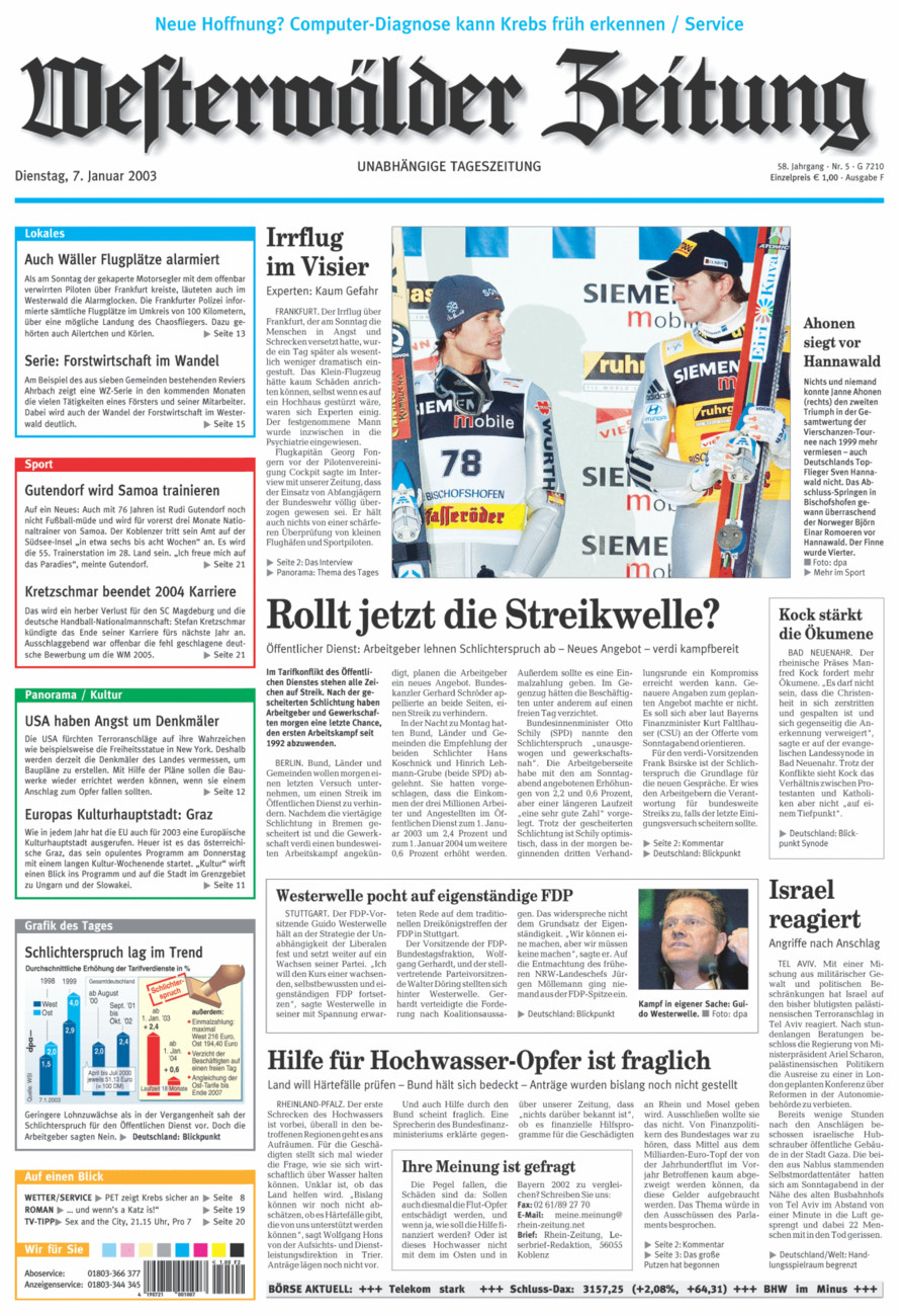 Westerwälder Zeitung vom Dienstag, 07.01.2003