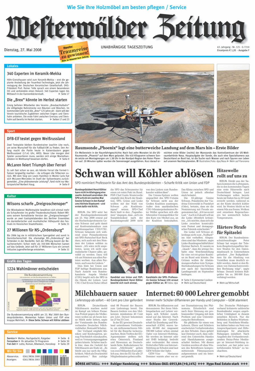 Westerwälder Zeitung vom Dienstag, 27.05.2008