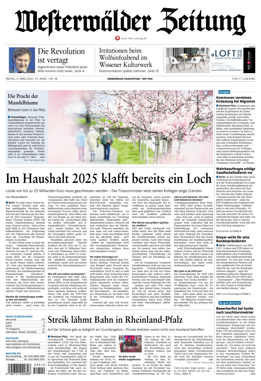 Westerwälder Zeitung vom Freitag, 08.03.2024