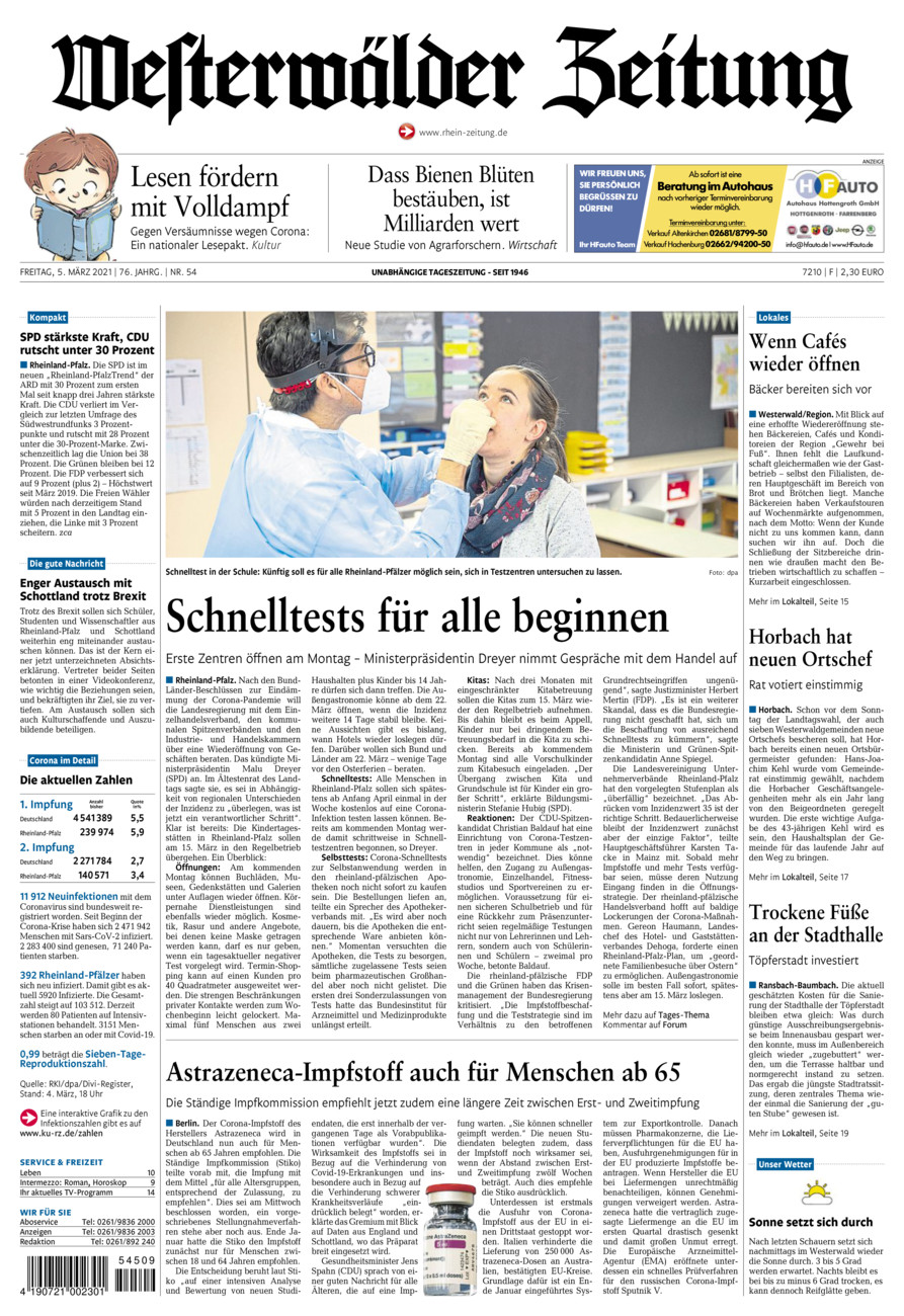Westerwälder Zeitung vom Freitag, 05.03.2021