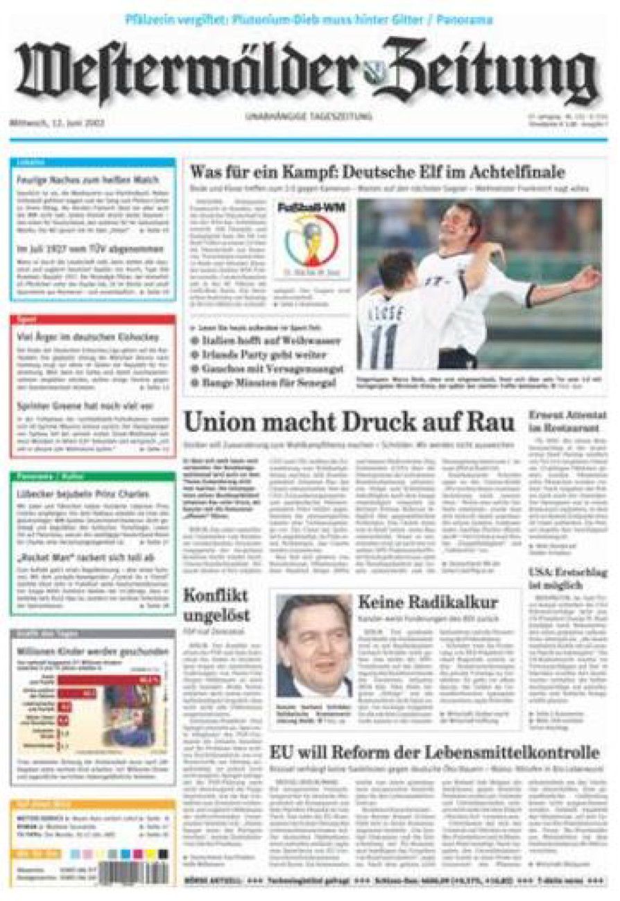 Westerwälder Zeitung vom Mittwoch, 12.06.2002
