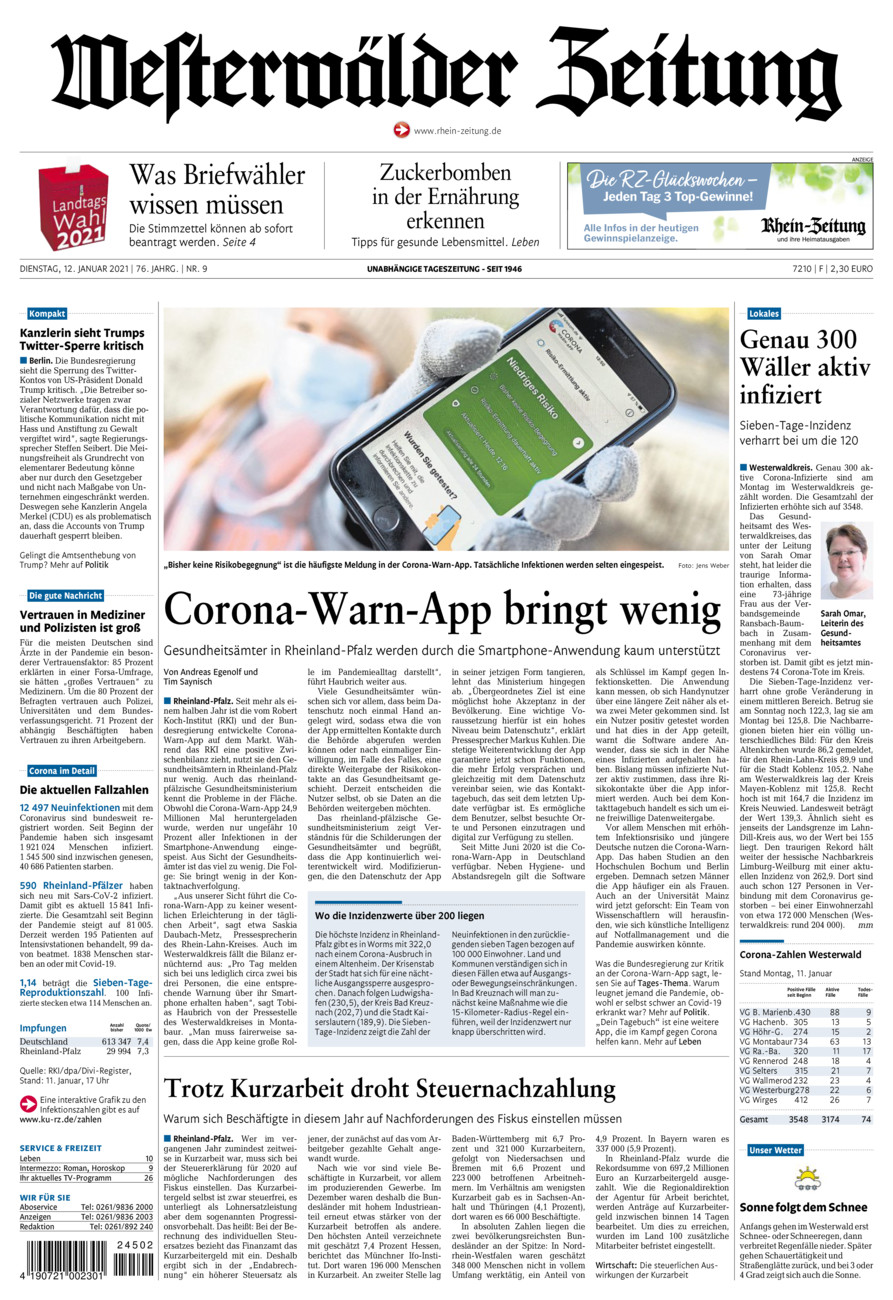Westerwälder Zeitung vom Dienstag, 12.01.2021