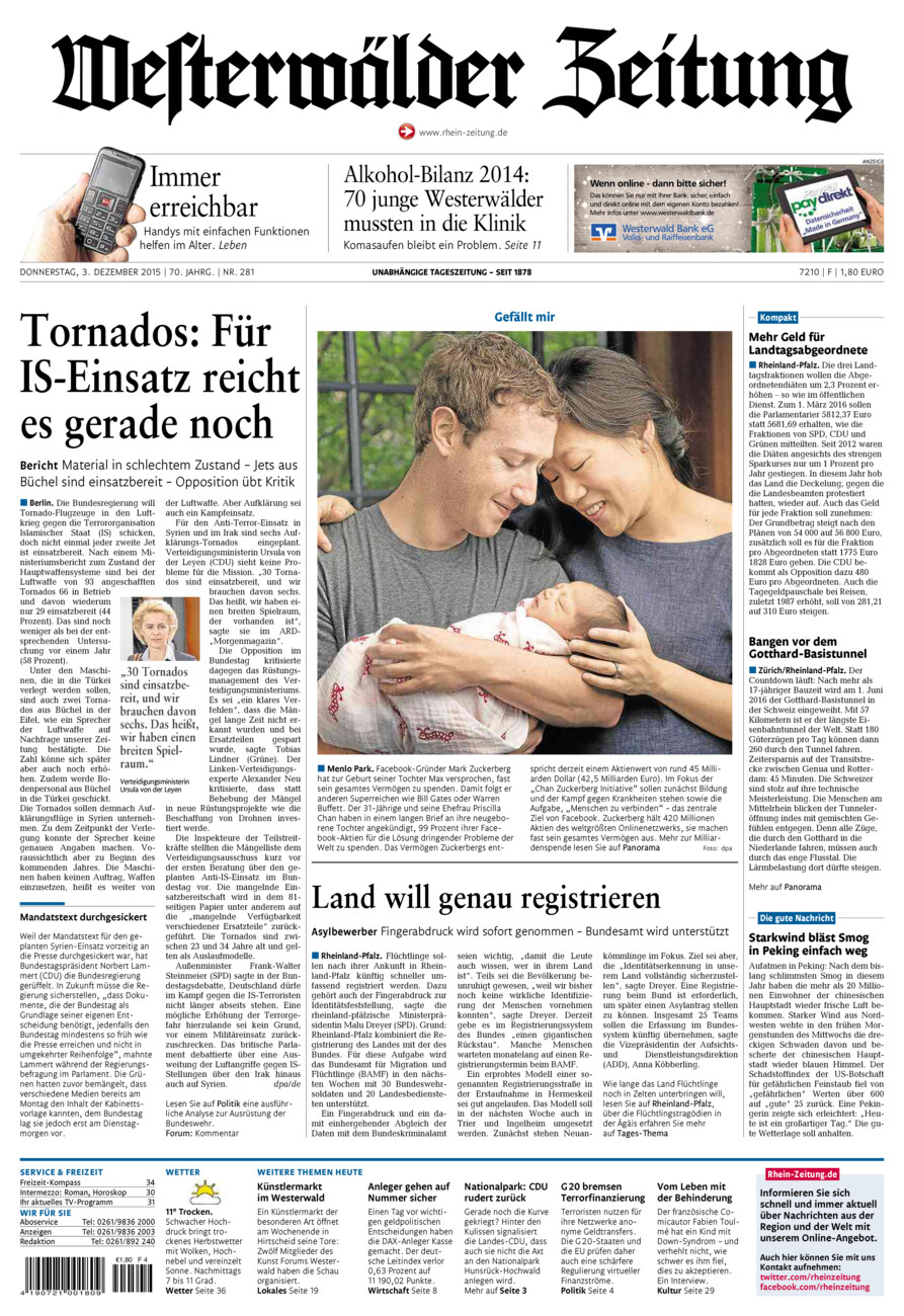 Westerwälder Zeitung vom Donnerstag, 03.12.2015