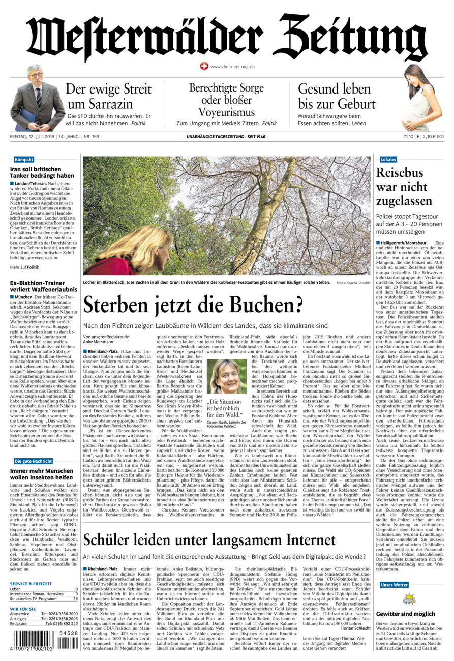 Westerwälder Zeitung vom Freitag, 12.07.2019
