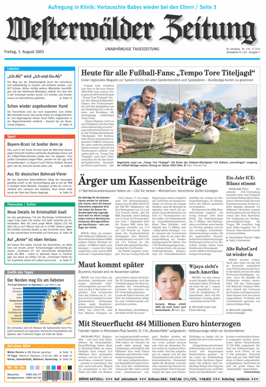 Westerwälder Zeitung vom Freitag, 01.08.2003