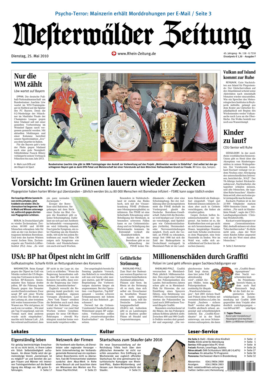 Westerwälder Zeitung vom Dienstag, 25.05.2010