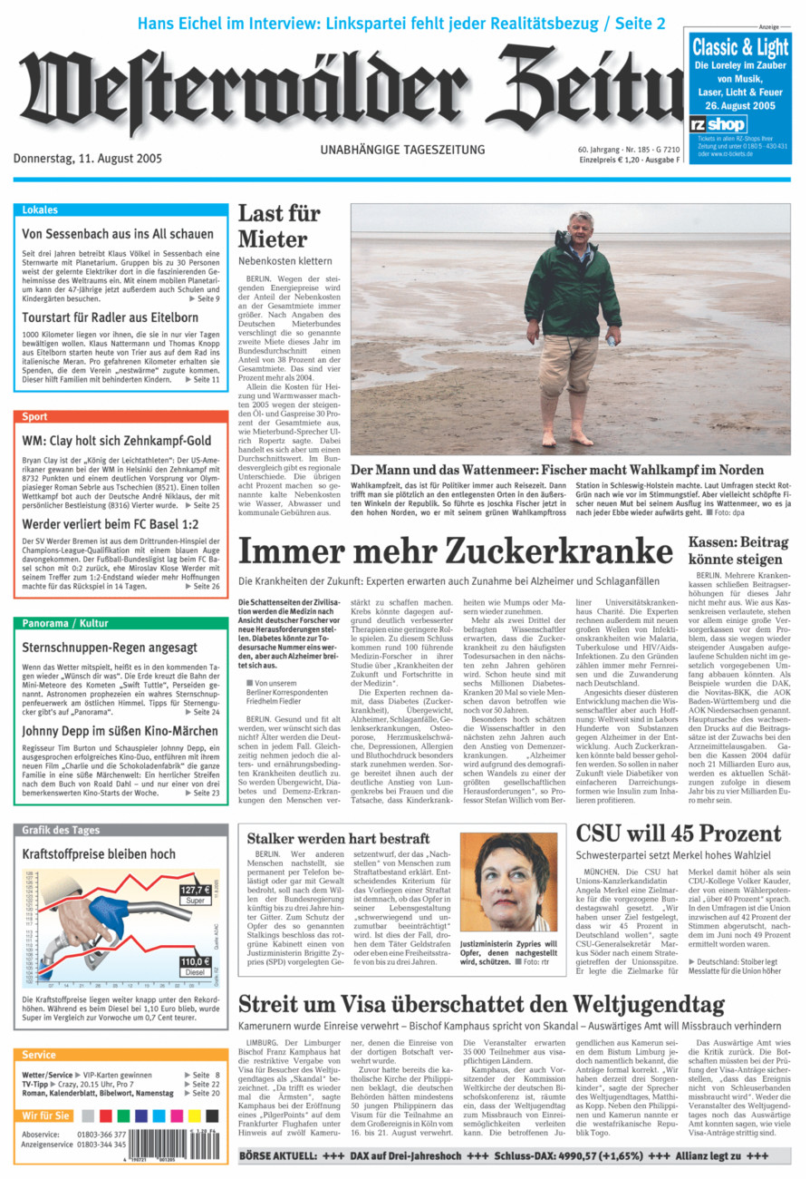 Westerwälder Zeitung vom Donnerstag, 11.08.2005