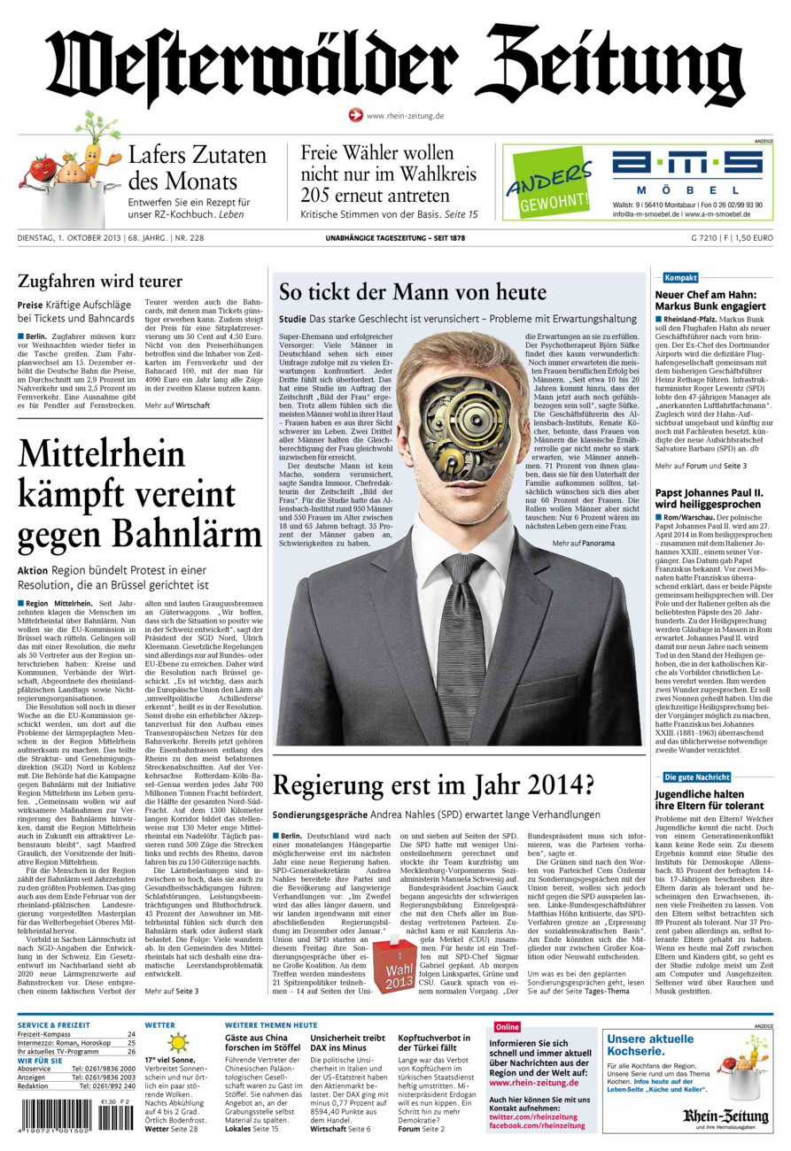 Westerwälder Zeitung vom Dienstag, 01.10.2013