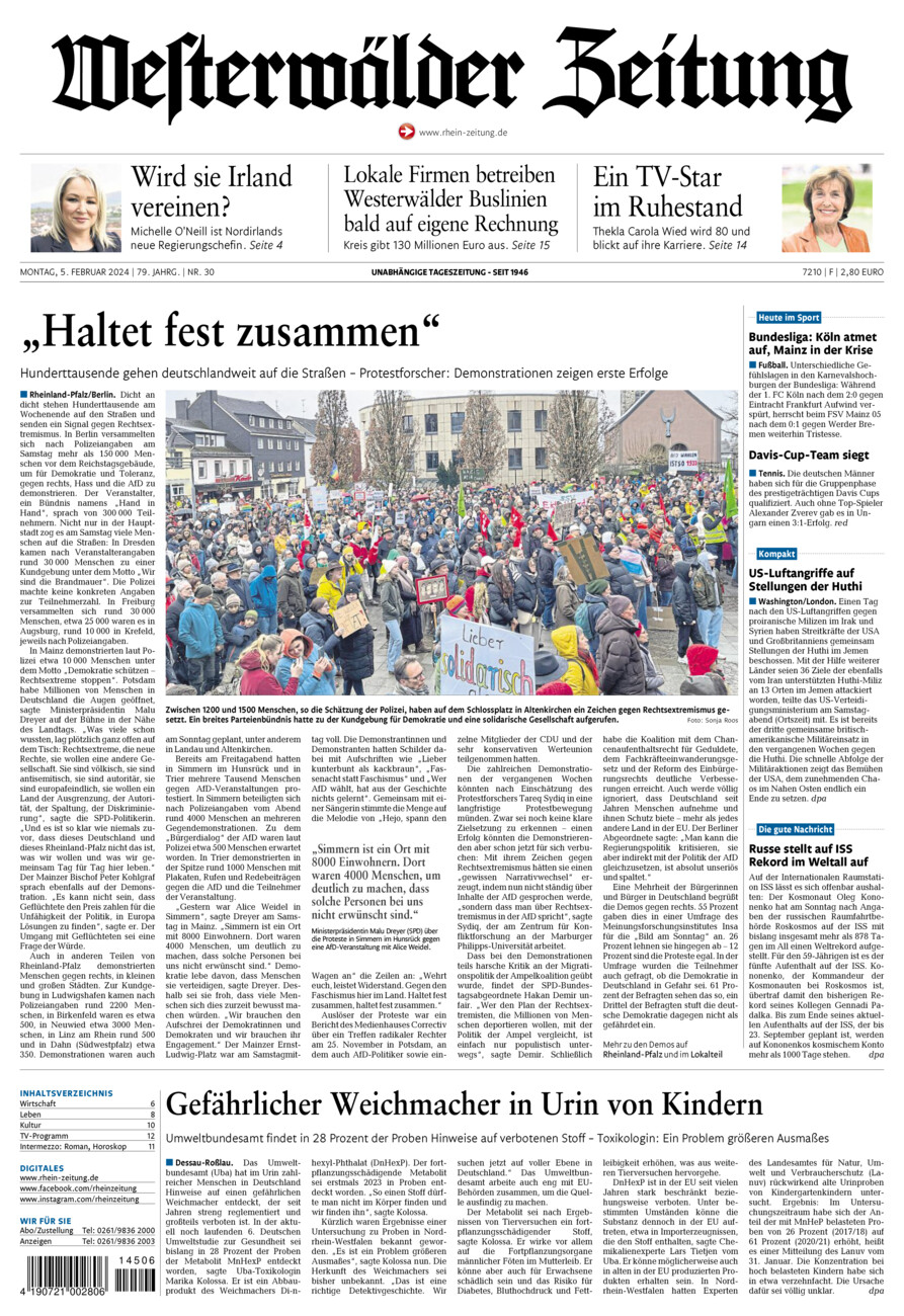 Westerwälder Zeitung vom Montag, 05.02.2024