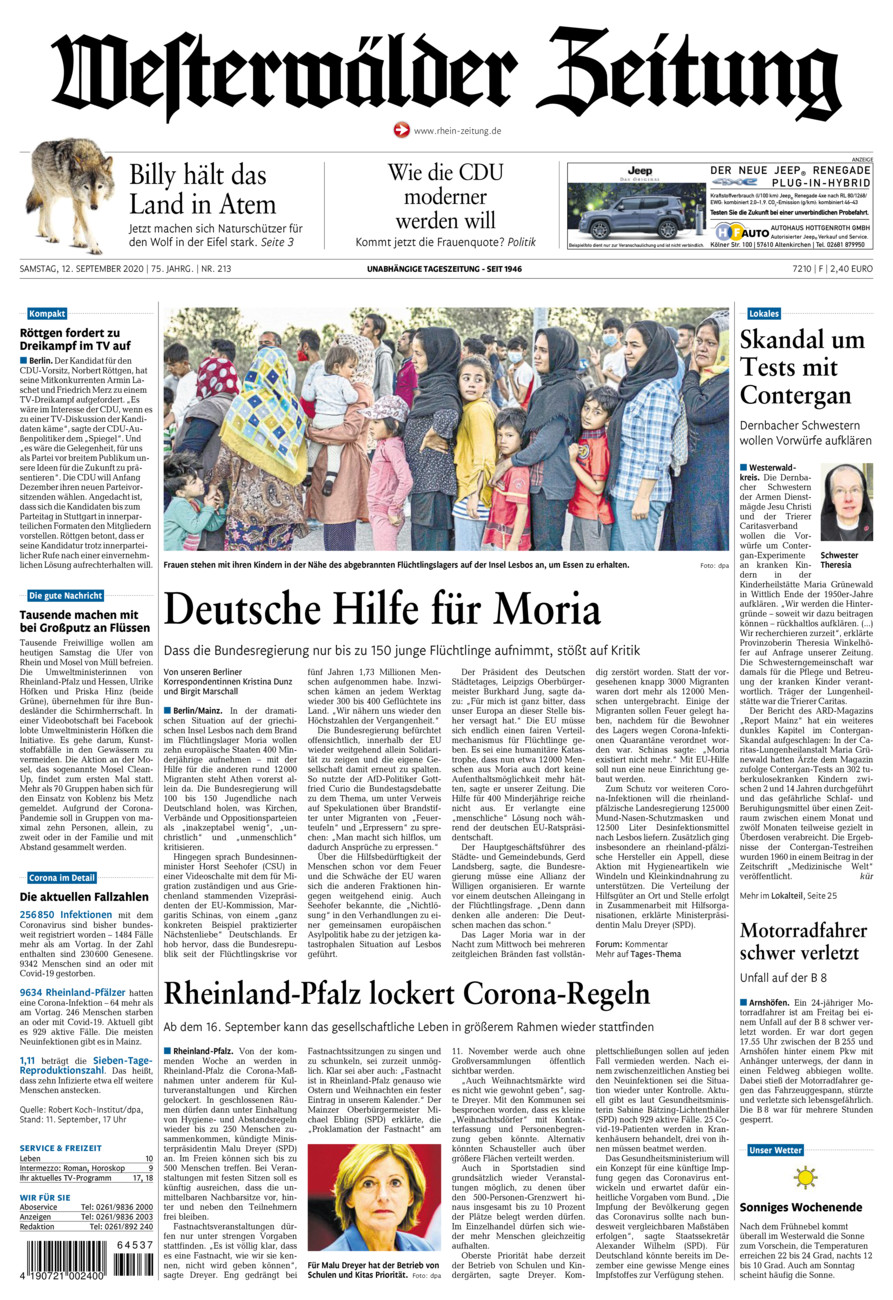 Westerwälder Zeitung vom Samstag, 12.09.2020
