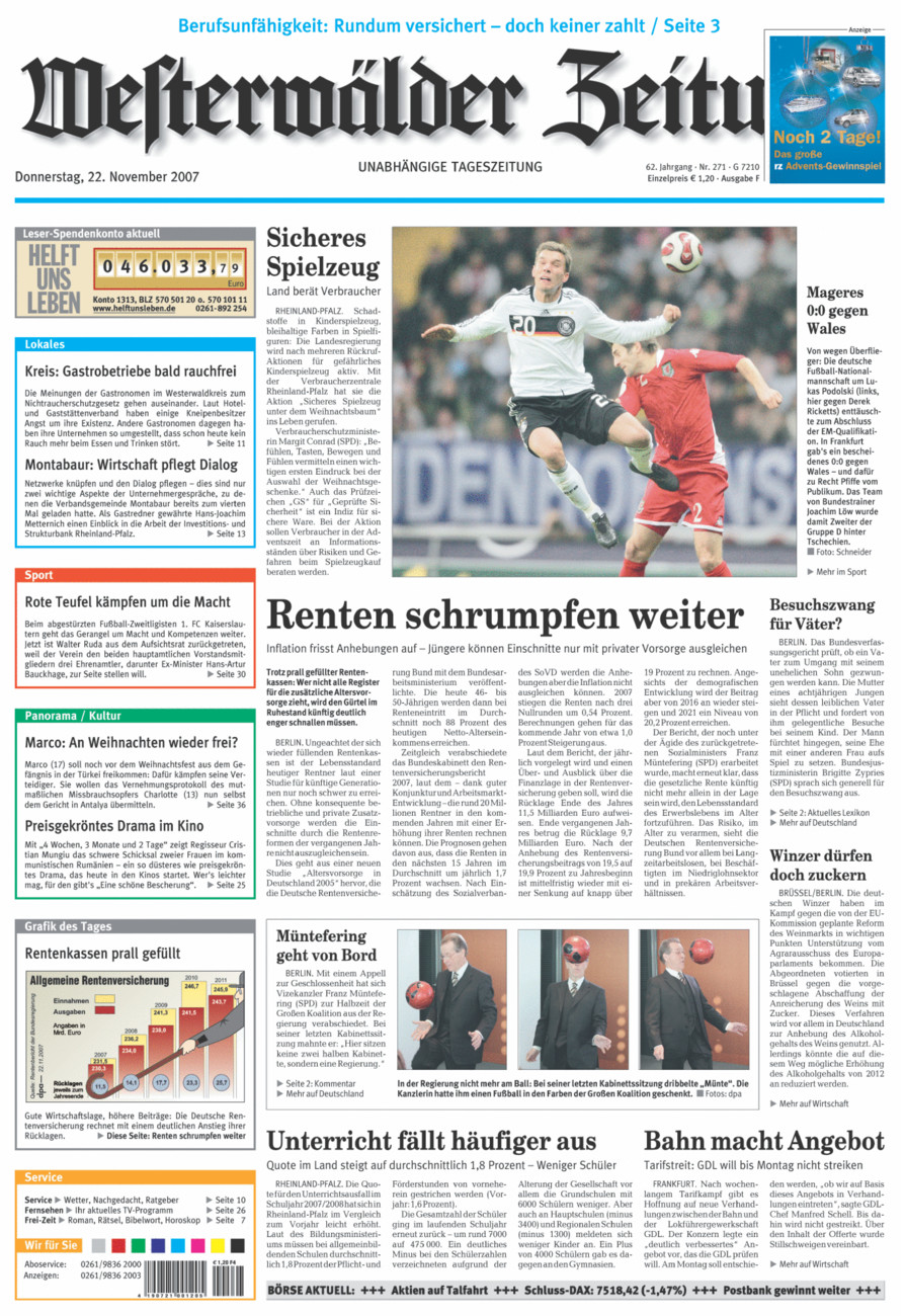 Westerwälder Zeitung vom Donnerstag, 22.11.2007