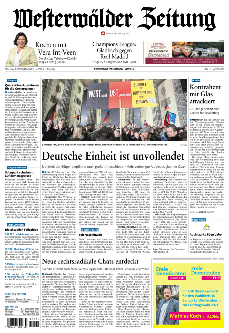 Westerwälder Zeitung vom Freitag, 02.10.2020