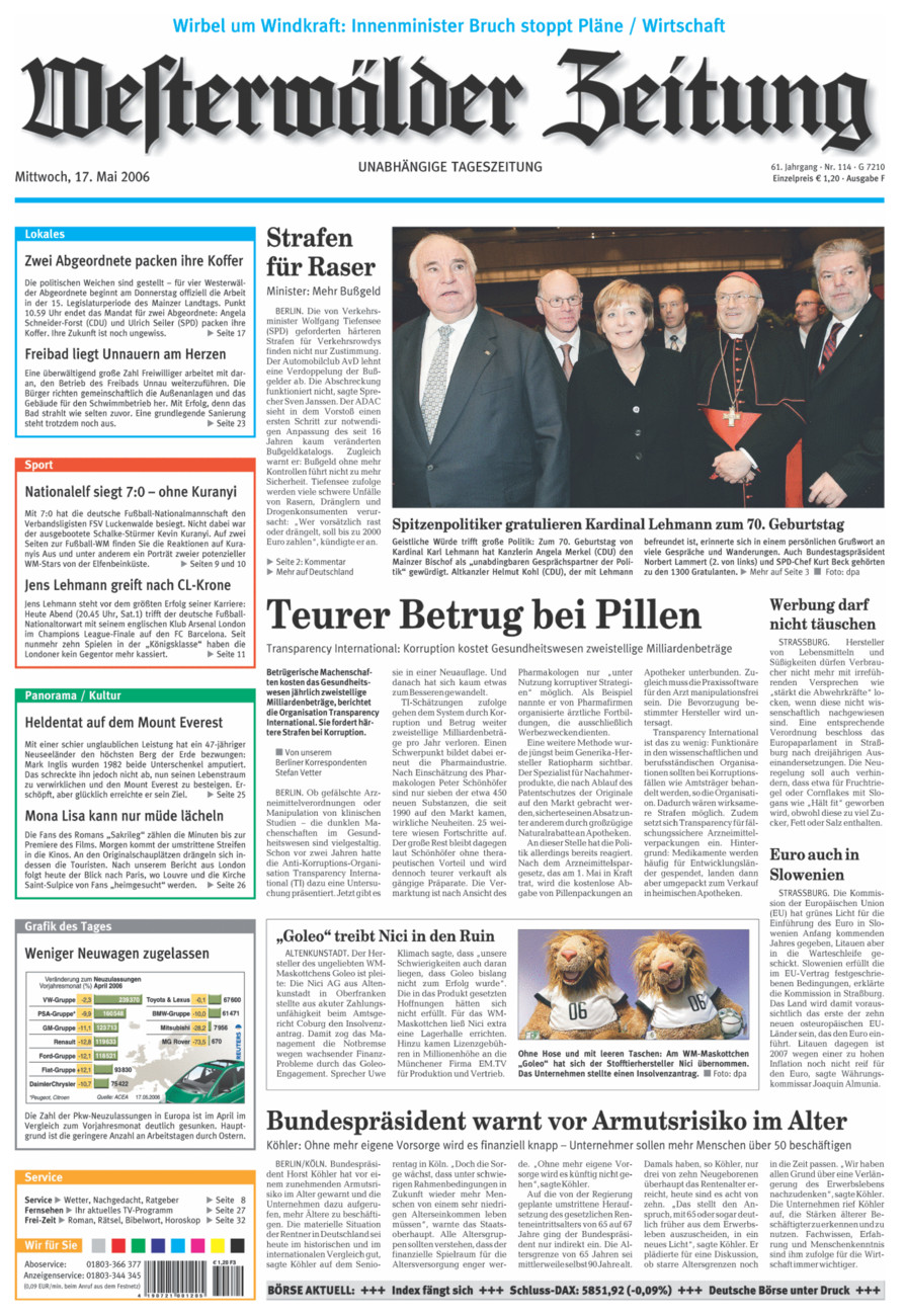 Westerwälder Zeitung vom Mittwoch, 17.05.2006