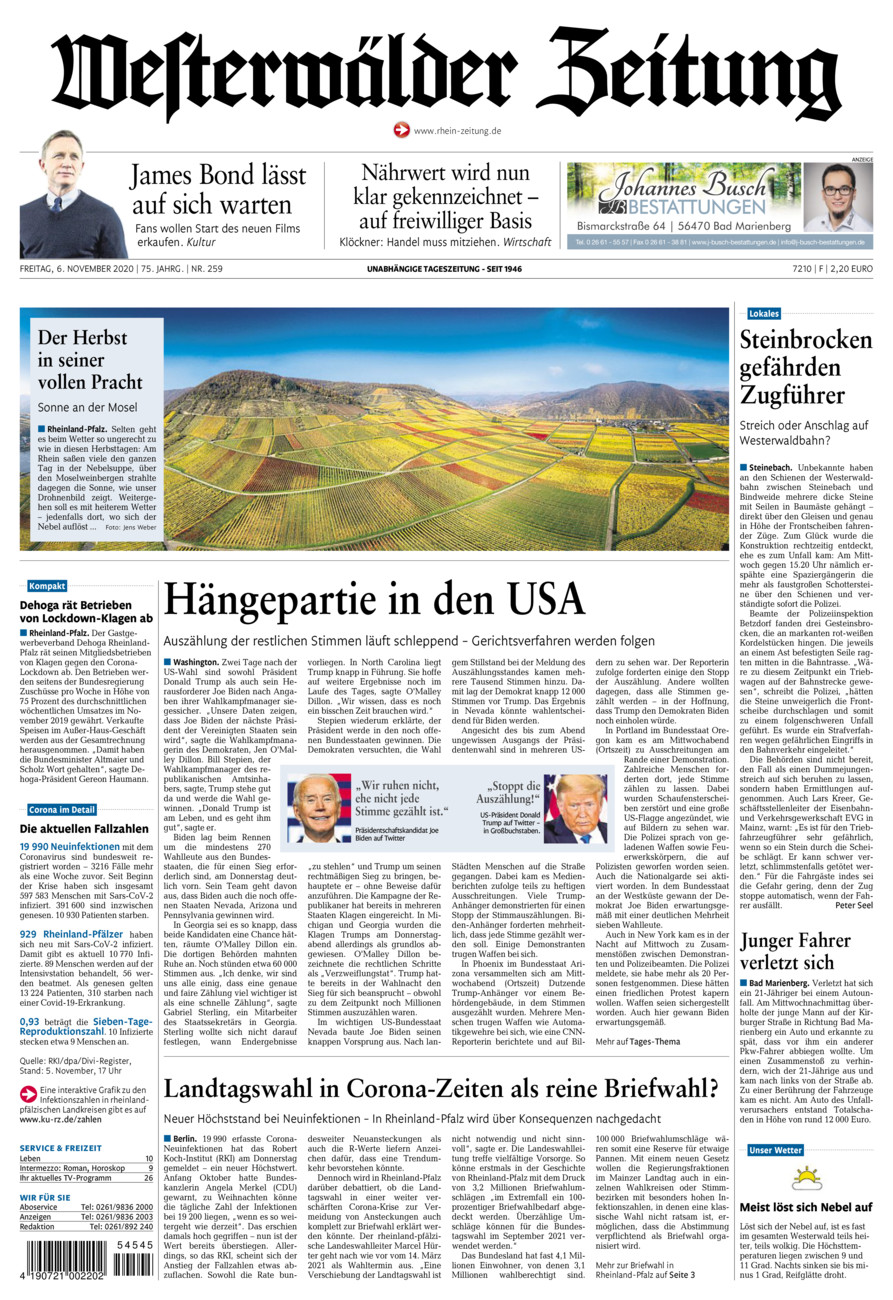 Westerwälder Zeitung vom Freitag, 06.11.2020