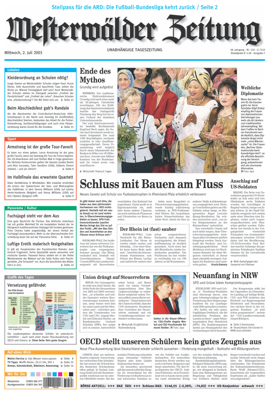 Westerwälder Zeitung vom Mittwoch, 02.07.2003