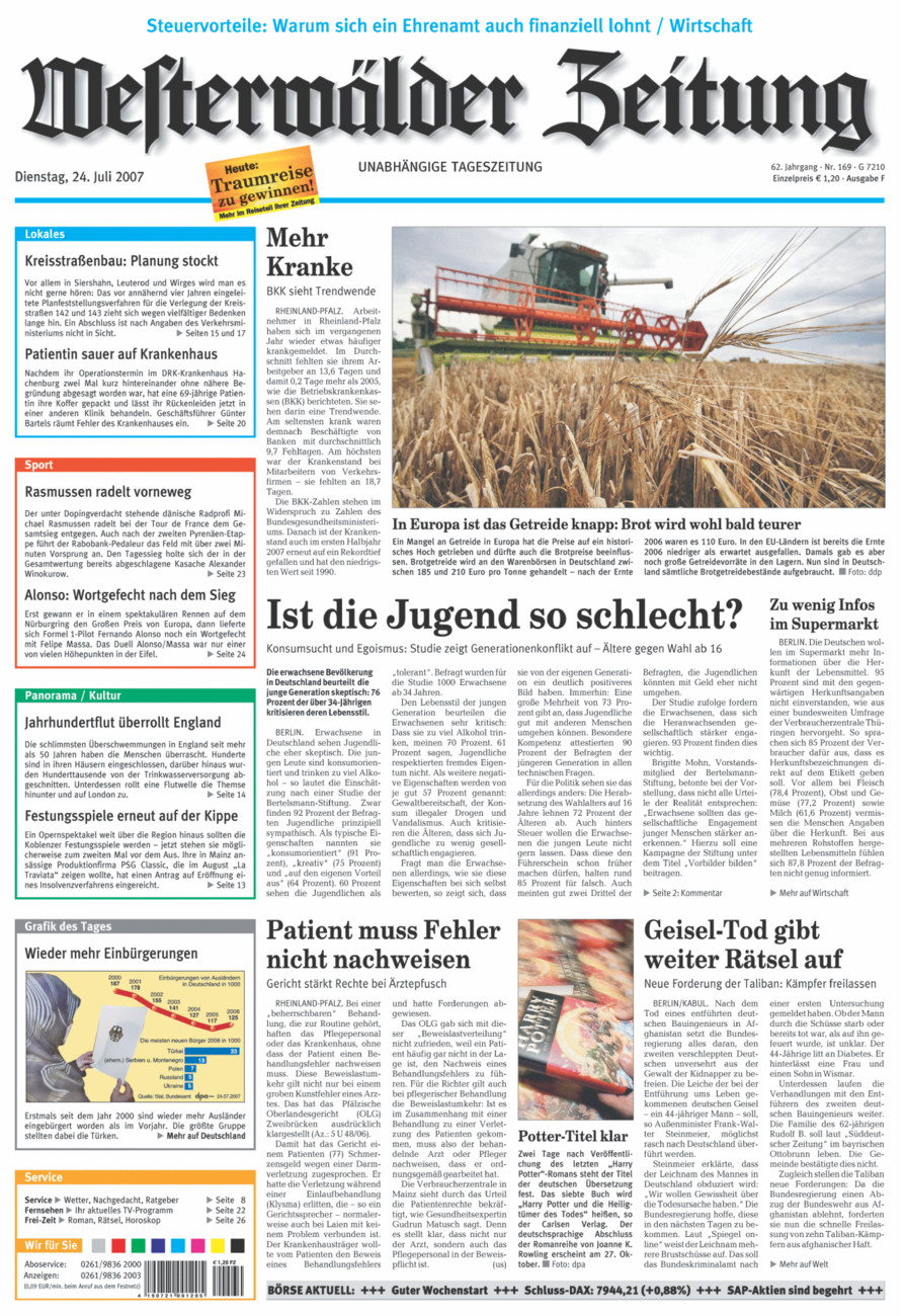 Westerwälder Zeitung vom Dienstag, 24.07.2007