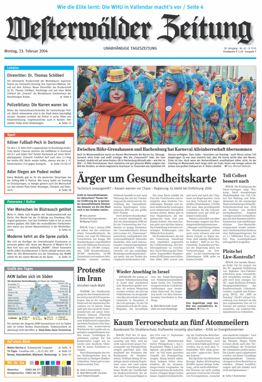 Westerwälder Zeitung vom Montag, 23.02.2004