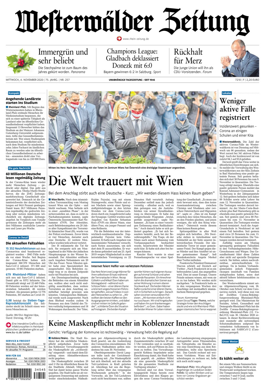 Westerwälder Zeitung vom Mittwoch, 04.11.2020