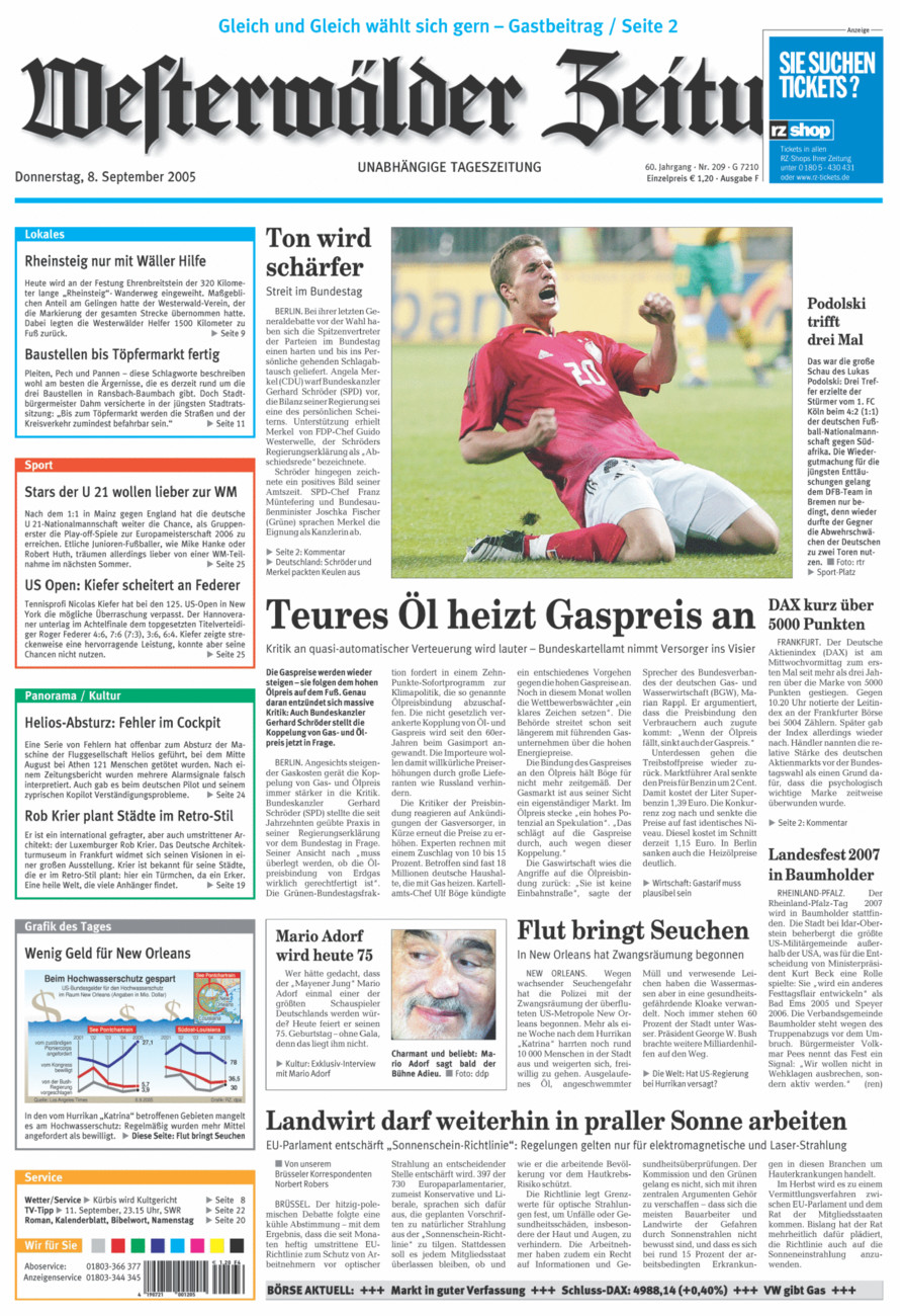 Westerwälder Zeitung vom Donnerstag, 08.09.2005