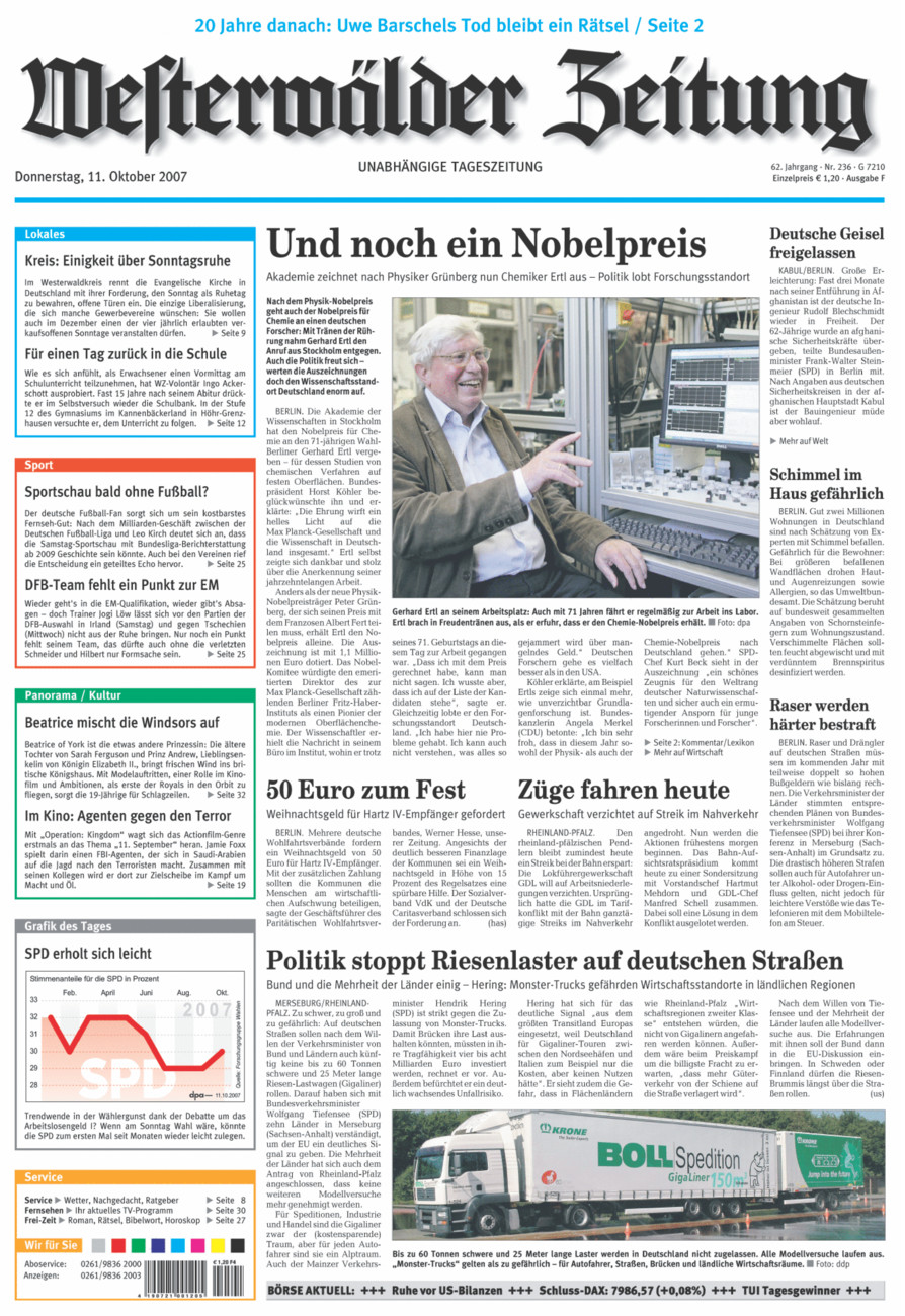 Westerwälder Zeitung vom Donnerstag, 11.10.2007