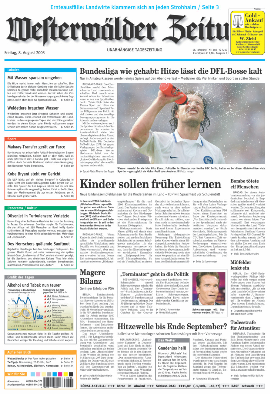 Westerwälder Zeitung vom Freitag, 08.08.2003