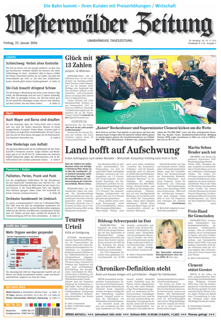 Westerwälder Zeitung vom Freitag, 23.01.2004