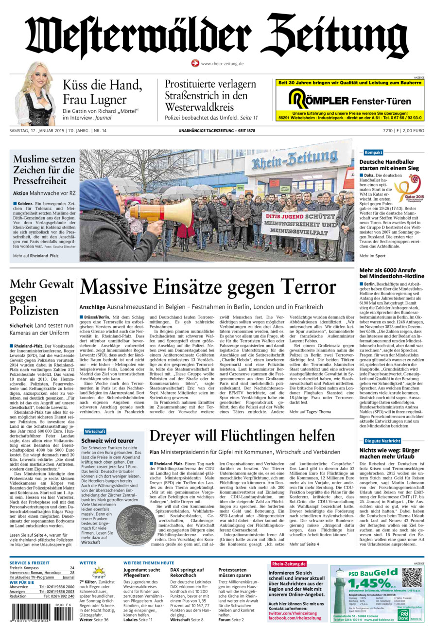 Westerwälder Zeitung vom Samstag, 17.01.2015