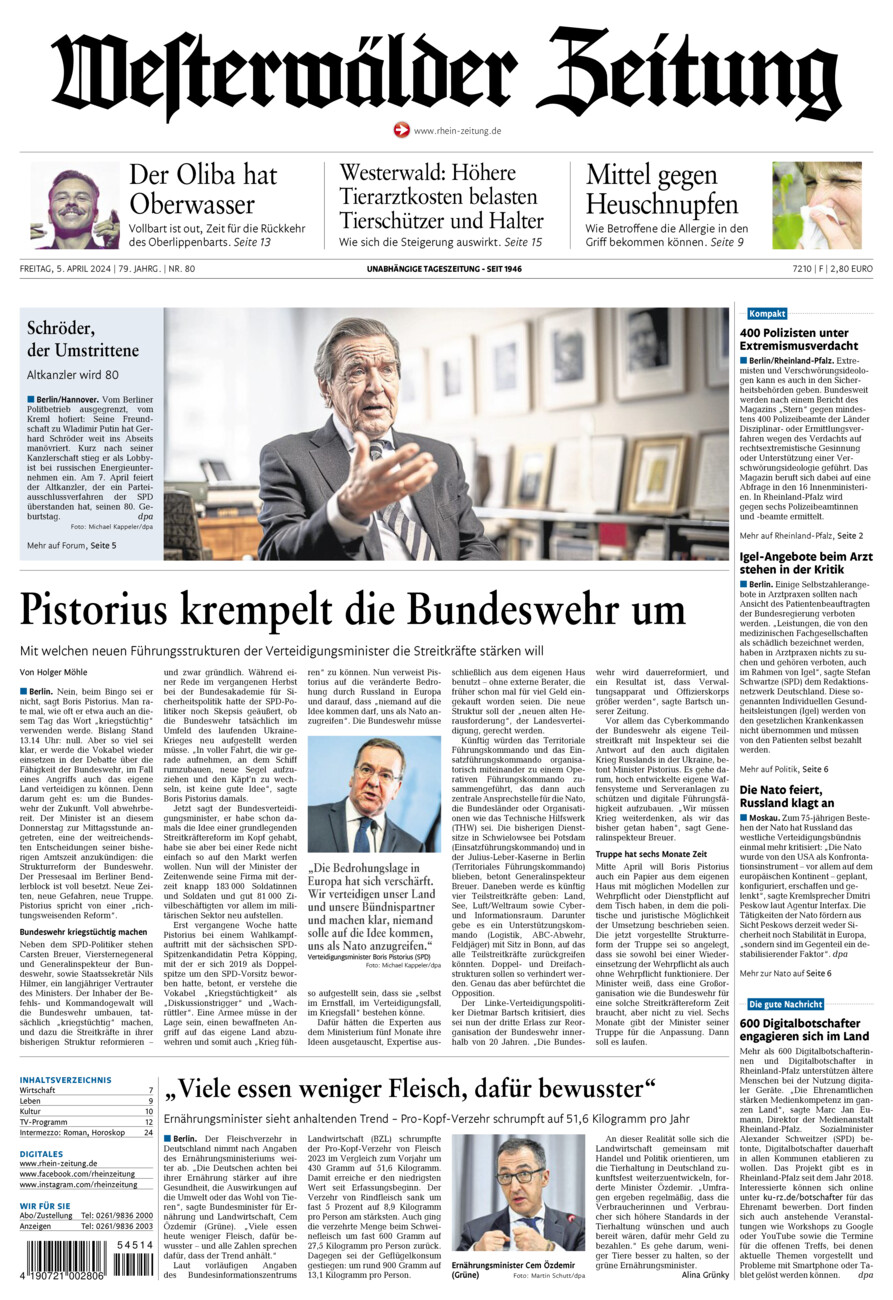 Westerwälder Zeitung vom Freitag, 05.04.2024