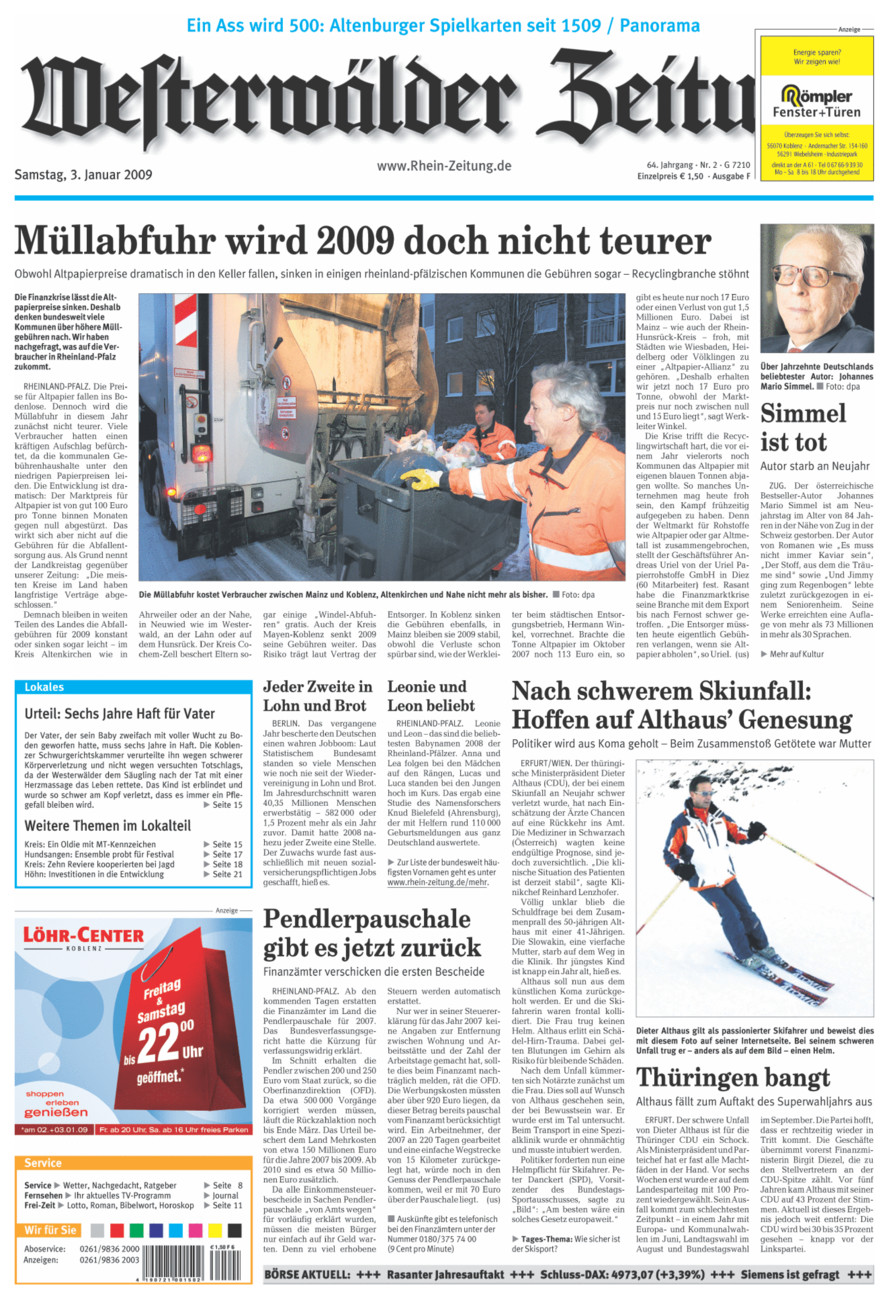 Westerwälder Zeitung vom Samstag, 03.01.2009