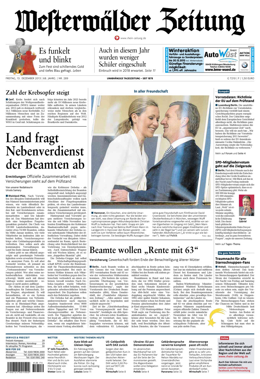 Westerwälder Zeitung vom Freitag, 13.12.2013