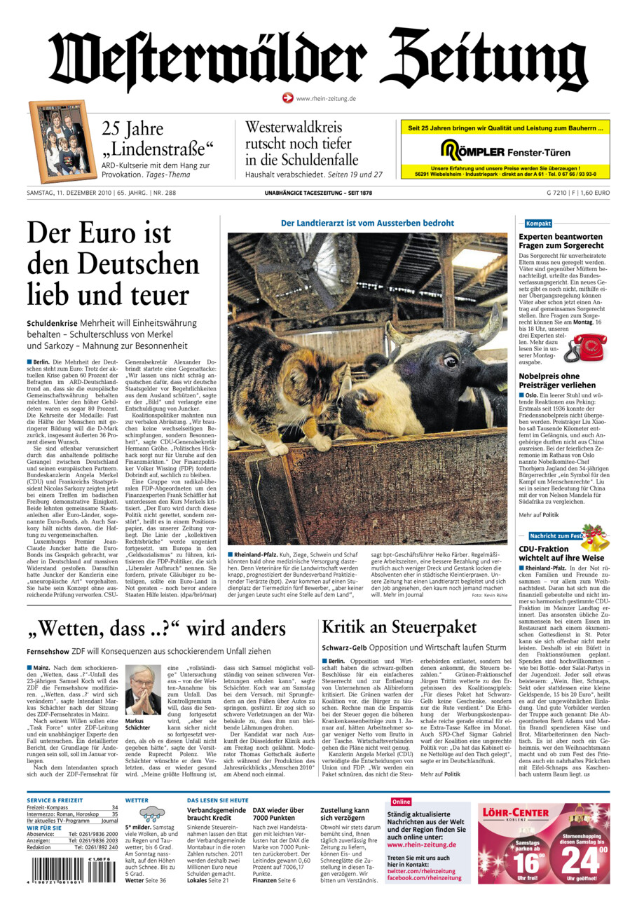 Westerwälder Zeitung vom Samstag, 11.12.2010