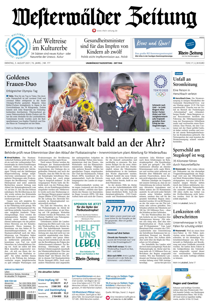 Westerwälder Zeitung vom Dienstag, 03.08.2021