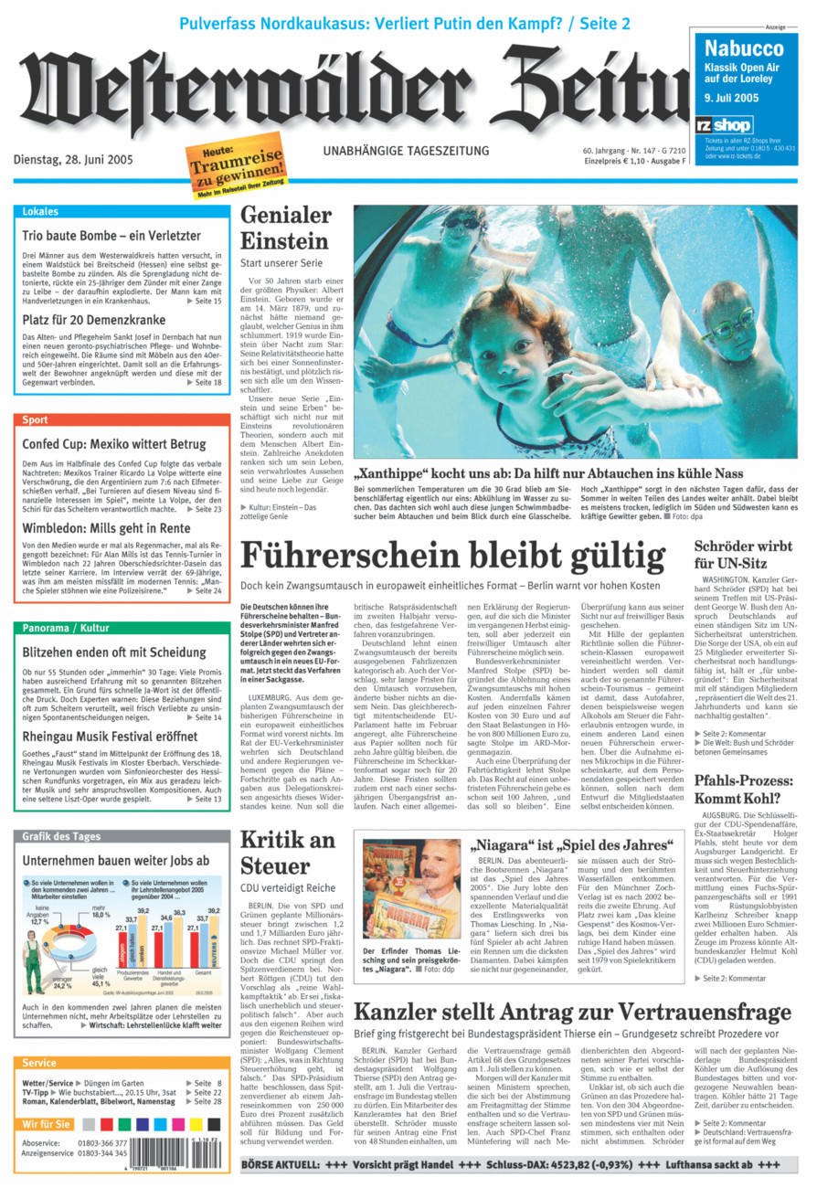 Westerwälder Zeitung vom Dienstag, 28.06.2005