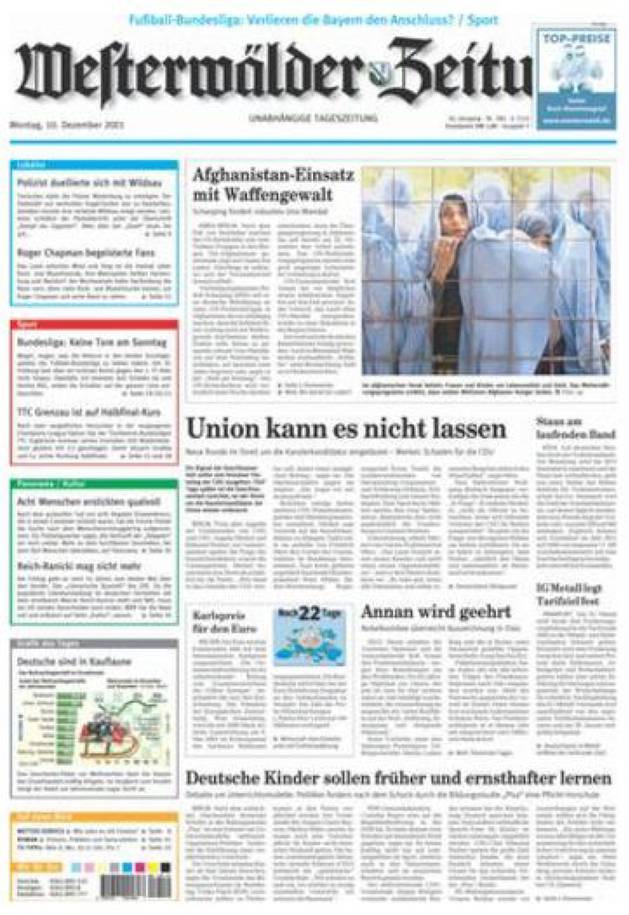 Westerwälder Zeitung vom Montag, 10.12.2001