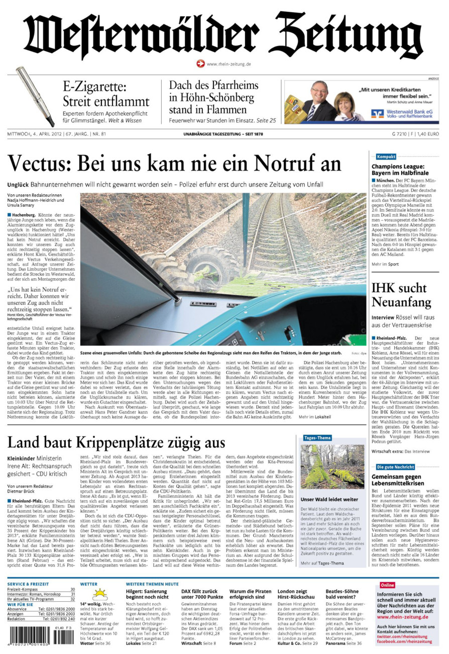 Westerwälder Zeitung vom Mittwoch, 04.04.2012