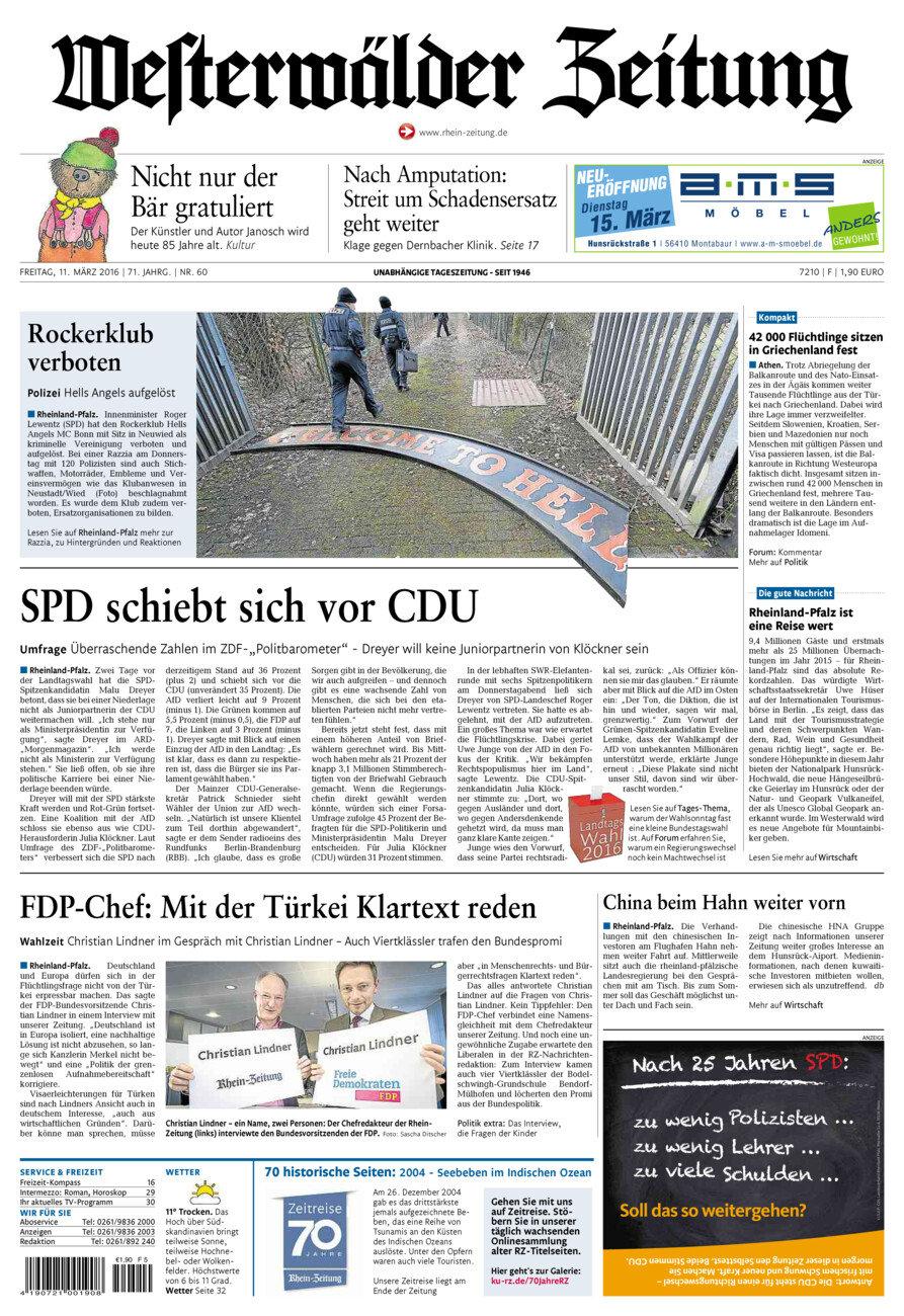 Westerwälder Zeitung vom Freitag, 11.03.2016