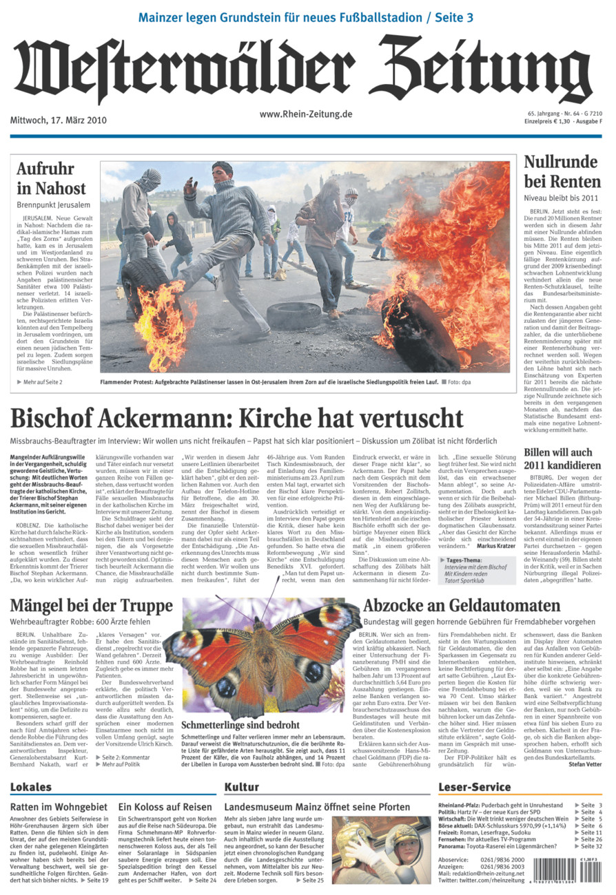 Westerwälder Zeitung vom Mittwoch, 17.03.2010